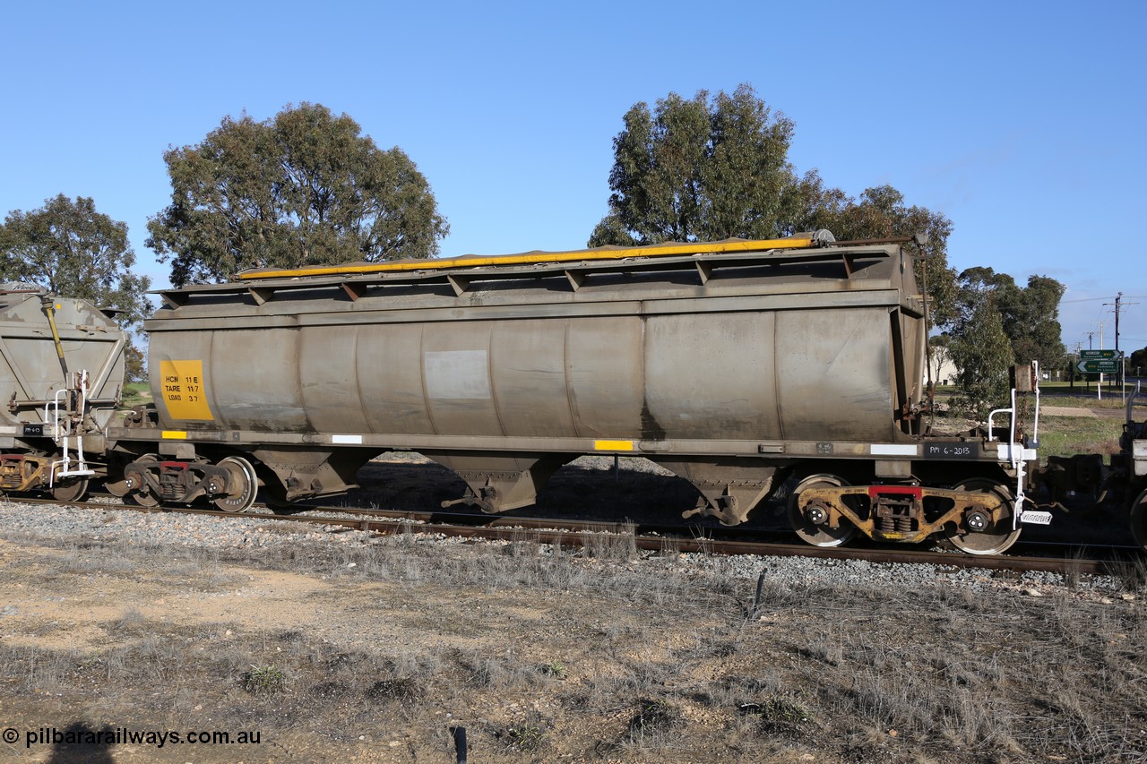 130705 0637
Lock, HCN type bogie grain hopper waggon HCN 11, originally an NHB type hopper built by Tulloch Ltd for the Commonwealth Railways North Australia Railway. One of forty rebuilt by Islington Workshops 1978-79 to the HCN type with a 36 ton rating, increased to 40 tonnes in 1984. Seen here loaded with grain with a Moose Metalworks roll-top cover.
Keywords: HCN-type;HCN11;SAR-Islington-WS;rebuild;Tulloch-Ltd-NSW;NHB-type;NHB1007;