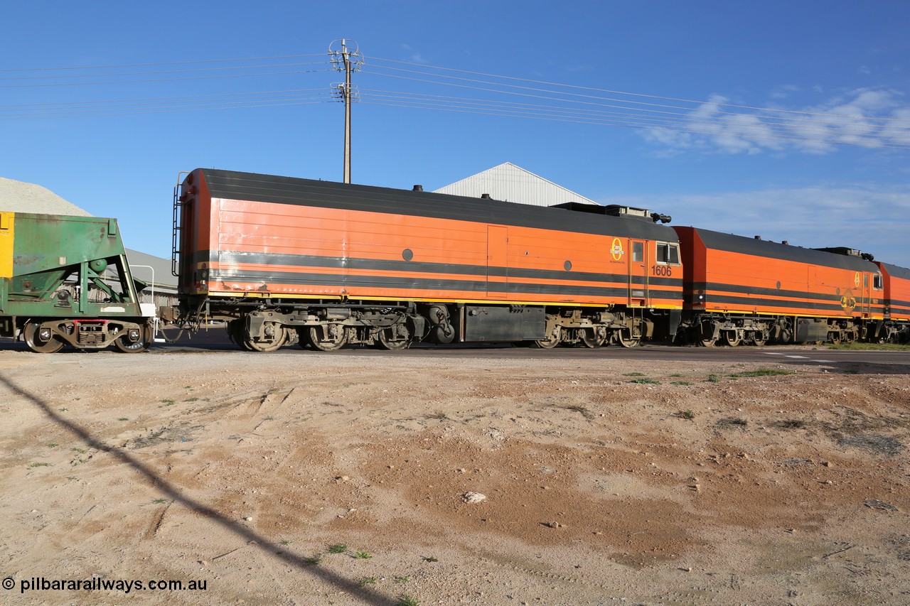 130708 0886
Thevenard, loaded train running through the back of the yard and crossing [url=https://goo.gl/maps/dgQdX]Bergmann Drive grade crossing, 434.2 km[/url].
