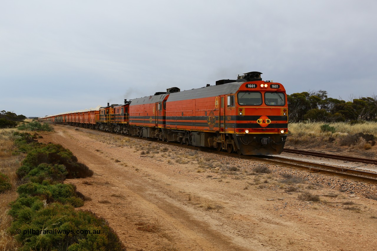 161109 1893
Moule, train 4DD4 rumbles along the mainline behind Genesee & Wyoming locomotives Clyde Engineering EMD model JL22C units 1601 serial 71-728 and 1603 serial 71-730 and a pair of AE Goodwin ALCo model DE531 units 859 serial 84705 and 850 serial 84136 with 62 loaded waggons.
Keywords: 1600-class;1601;Clyde-Engineering-Granville-NSW;EMD;JL22C;71-728;NJ-class;NJ1;