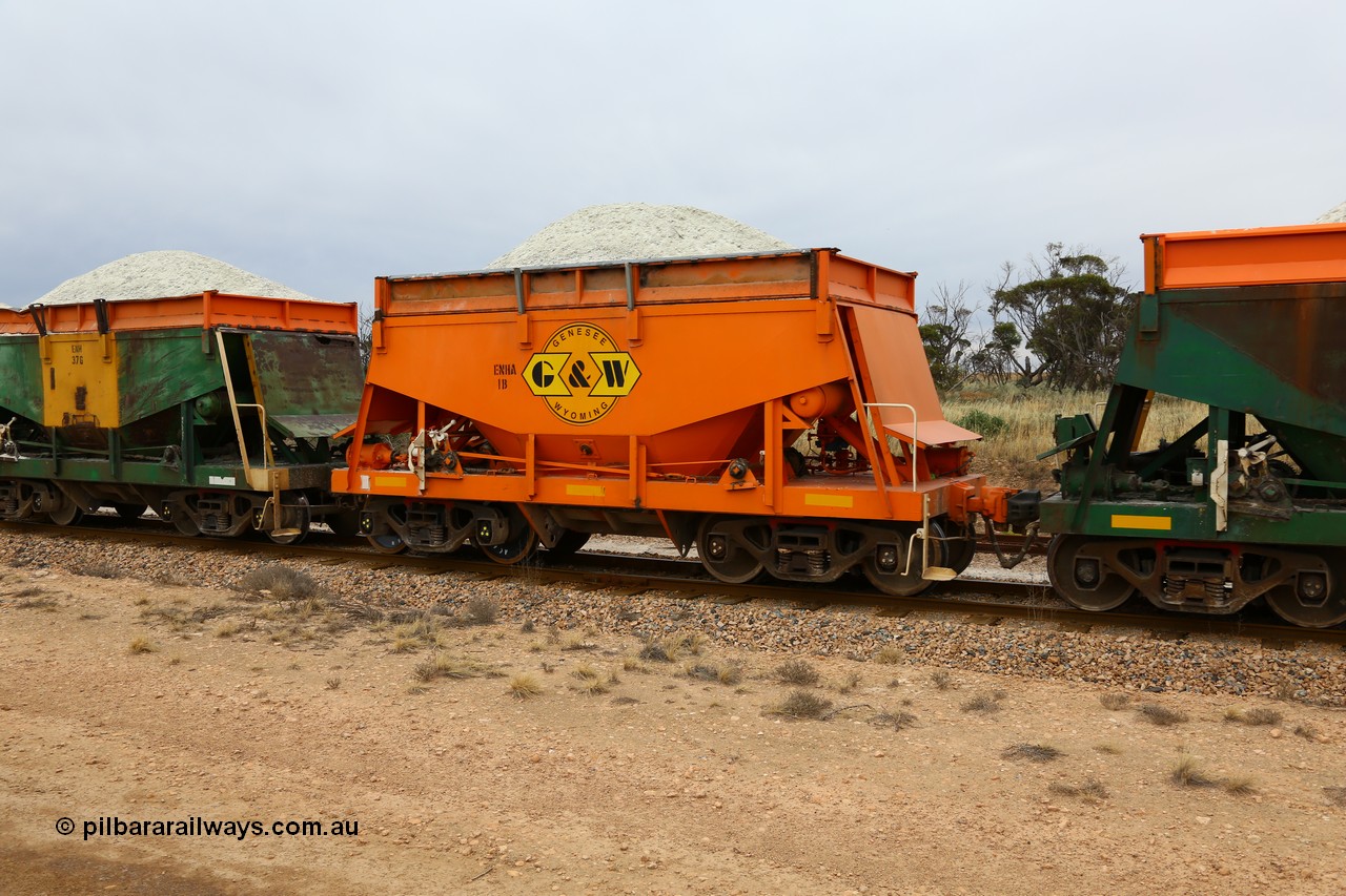 161109 1906
Moule, originally Kinki Sharyo built NHA type NHA 977 for the NAR in 1968, to EP Division 1978, rebuilt with extended sides for gypsum traffic and recoded to ENHA type leader ENHA 1 in 1984. Having been refurbished and decked out in current owner Genesee & Wyoming orange loaded with gypsum.
Keywords: ENHA-type;ENHA1;Kinki-Sharyo-Japan;NHA-type;NHA977;