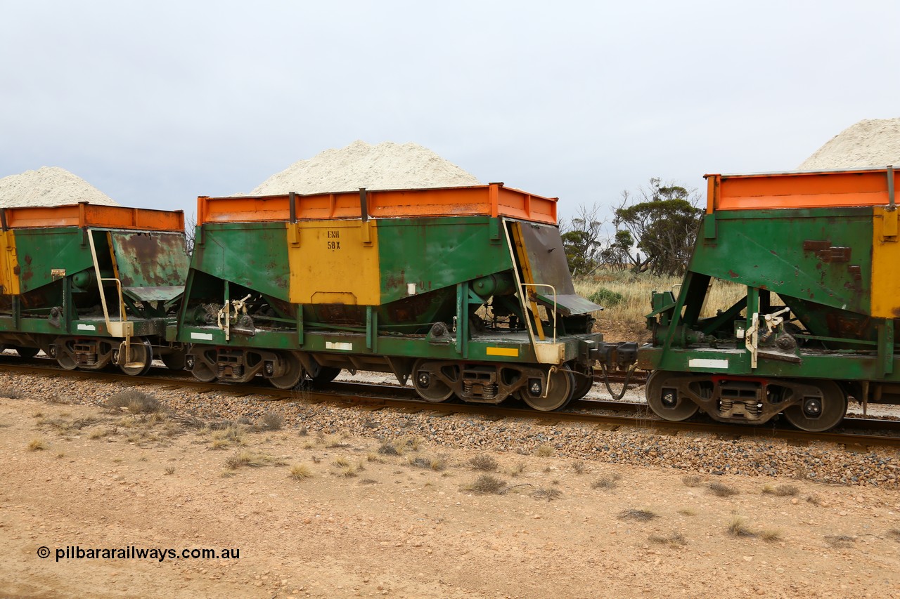 161109 1921
Moule, originally built by Kinki Sharyo as the NH type for the NAR in 1968, sent to Port Lincoln in 1978, then rebuilt and recoded ENH type in 1984, ENH 58 with hungry boards loaded with gypsum.
Keywords: ENH-type;ENH58;Kinki-Sharyo-Japan;NH-type;NH958;