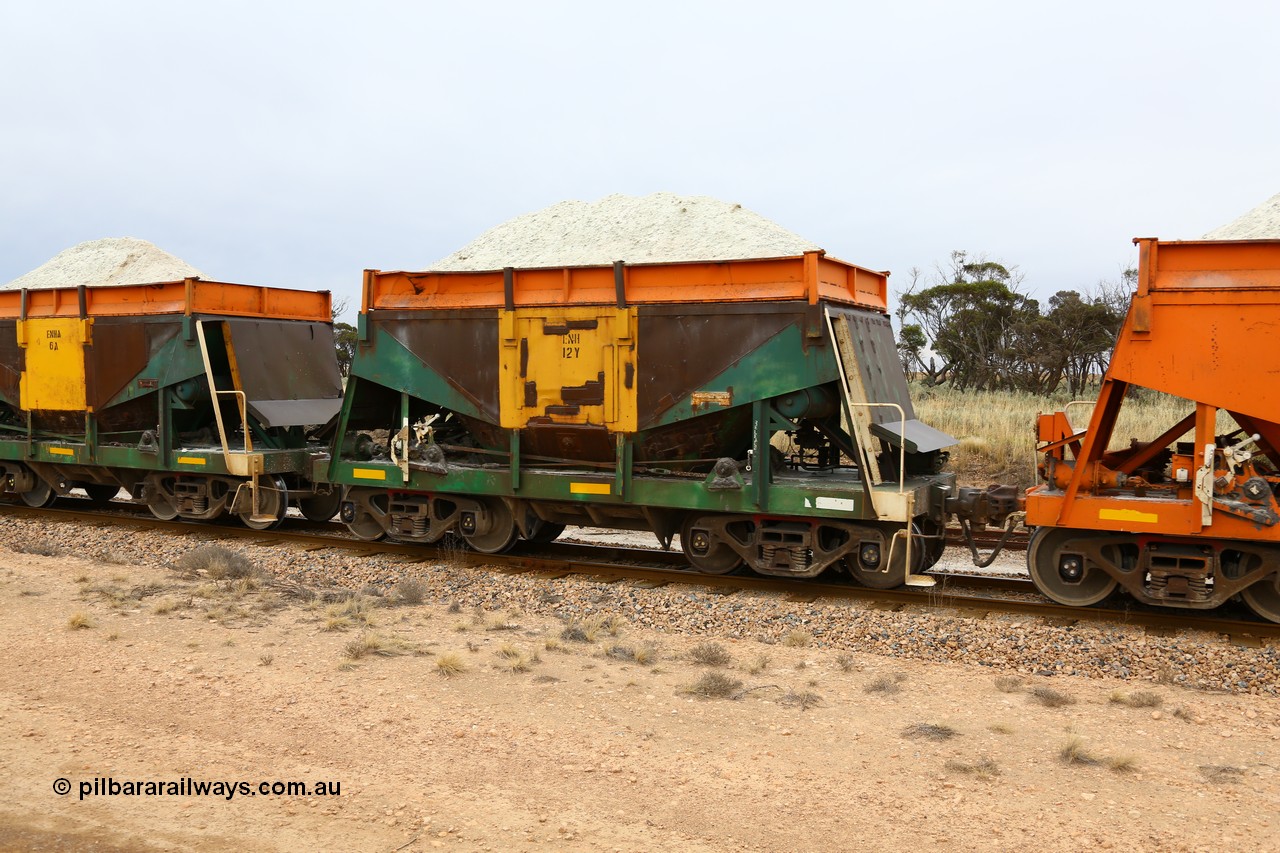 161109 1932
Moule, originally built by Kinki Sharyo as the NH type for the NAR in 1968, sent to Port Lincoln in 1978, then rebuilt and recoded ENH type in 1984, ENH 12 with heavy patching of body, new walls and fitted with hungry boards loaded with gypsum.
Keywords: ENH-type;ENH12;Kinki-Sharyo-Japan;NH-type;NH912;