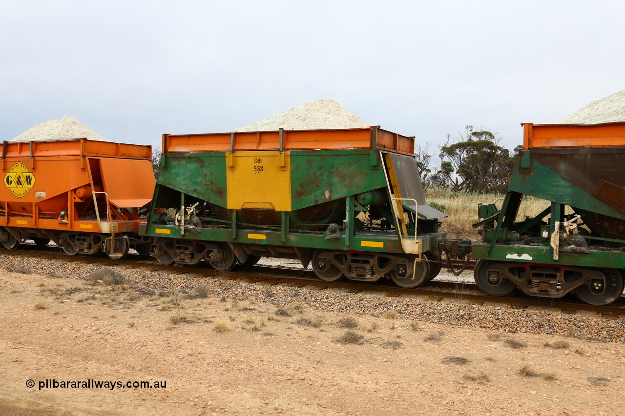 161109 1934
Moule, originally built by Kinki Sharyo as the NH type for the NAR in 1968, sent to Port Lincoln in 1978, then rebuilt and recoded ENH type in 1984, ENH 56 with hungry boards loaded with gypsum.
Keywords: ENH-type;ENH56;Kinki-Sharyo-Japan;NH-type;NH956;