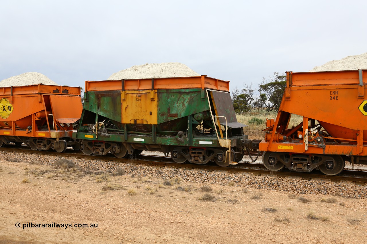 161109 1955
Moule, originally built by Kinki Sharyo as the NH type for the NAR in 1968, sent to Port Lincoln in 1978, then rebuilt and recoded ENH type in 1984, ENH 33 with hungry boards loaded with gypsum.
Keywords: ENH-type;ENH33;Kinki-Sharyo-Japan;NH-type;NH933;