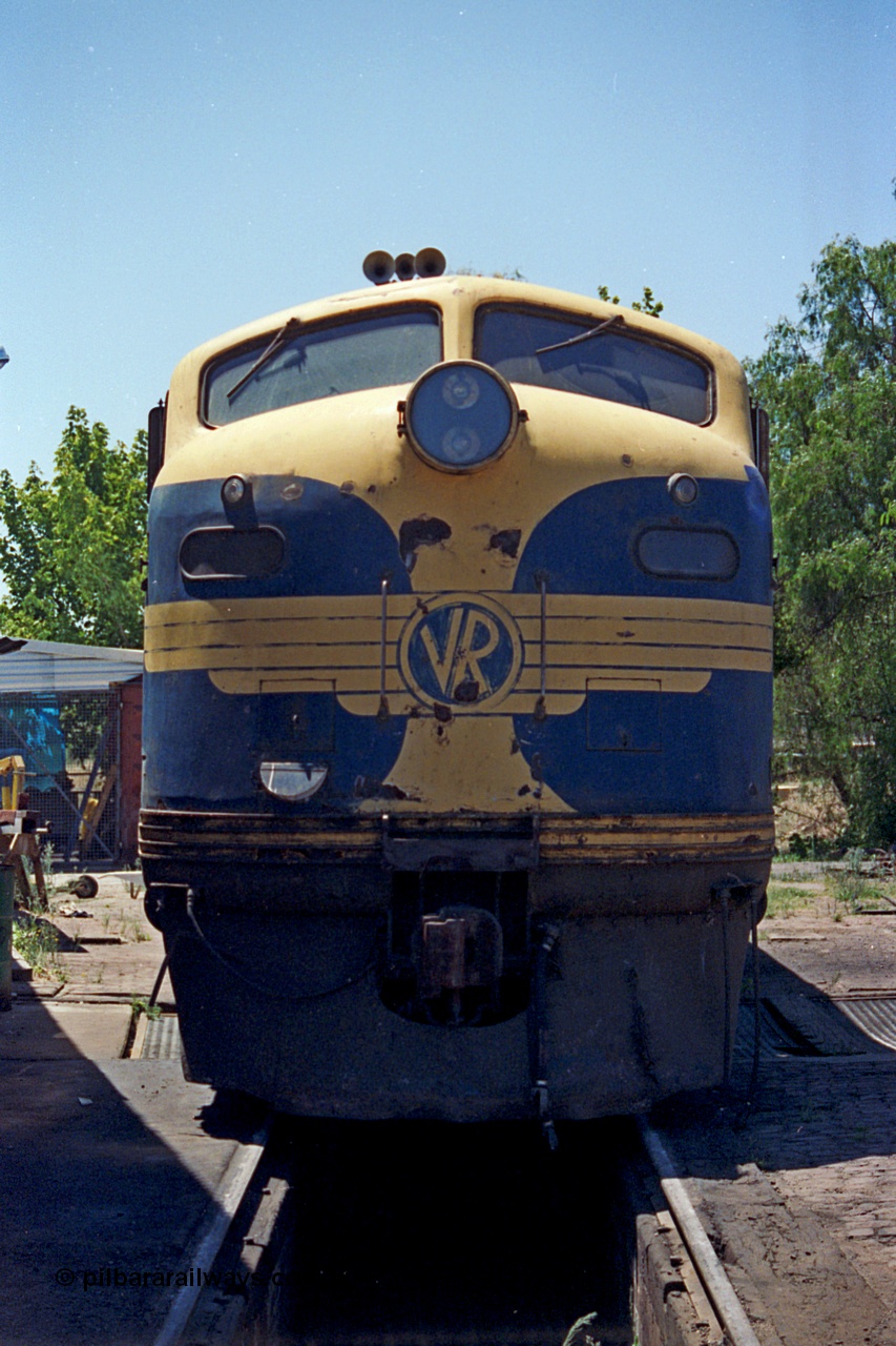 105-33
Seymour loco depot, ex-V/Line broad gauge S class S 303 'C J Latrobe' Clyde Engineering EMD model A7 serial 57-167 still in Victorian Railways livery under SRHC ownership.
Keywords: S-class;S303;Clyde-Engineering-Granville-NSW;EMD;A7;57-167;bulldog;