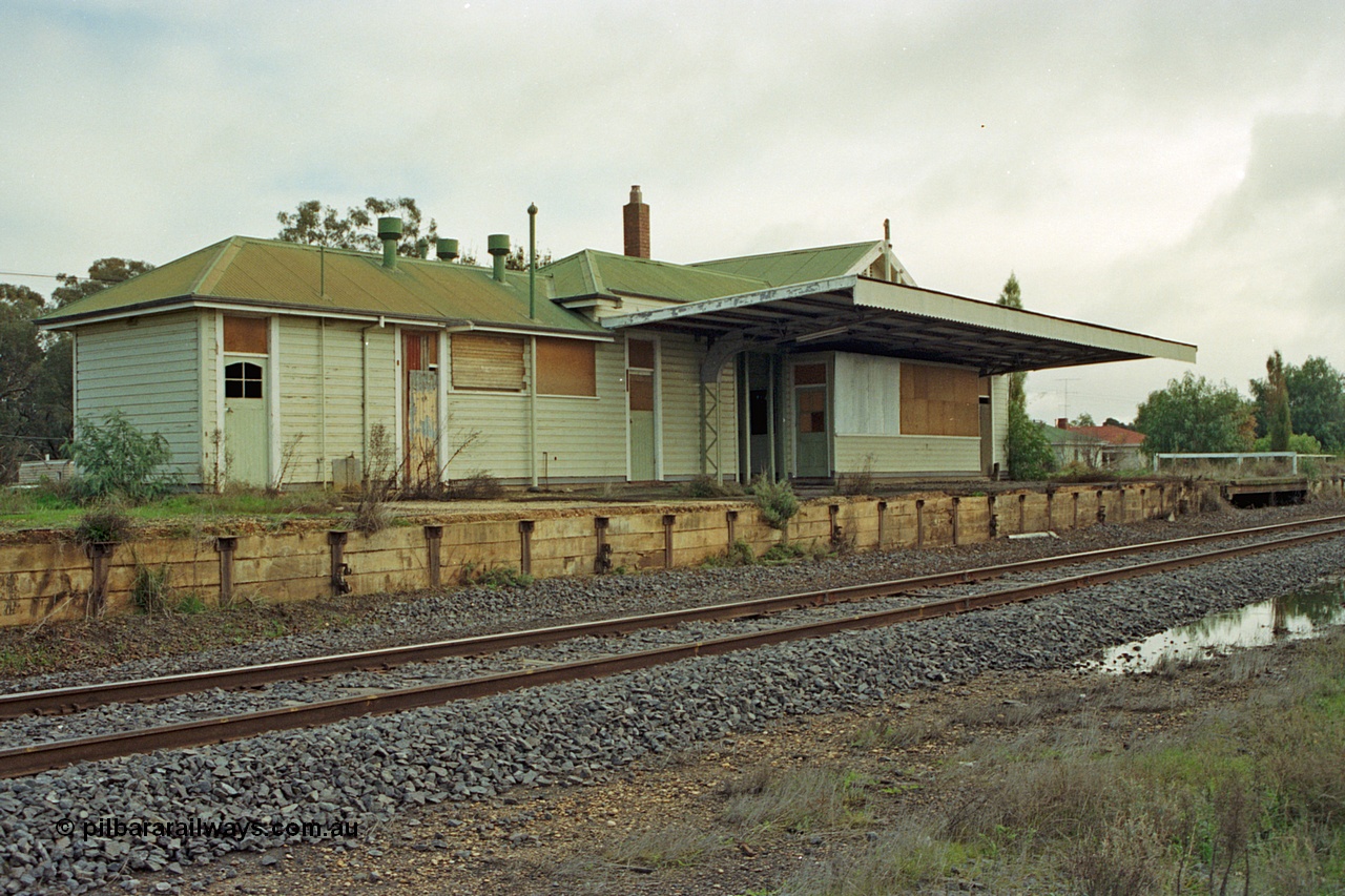108-16
Toolamba station building and platform, track removed, opening in platform where signal box once stood.
