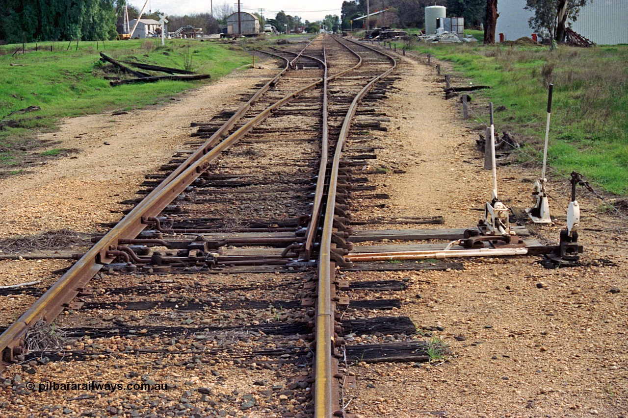 108-23
Tatura station yard overview, looking north, mainline points and interlocking.

