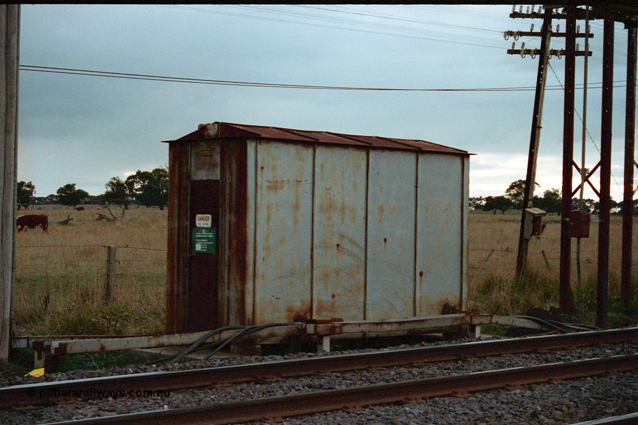 115-25
Somerton, opposite the broad gauge Siding A , interlocking cabinet, looking across broad gauge line, taken from yard.

