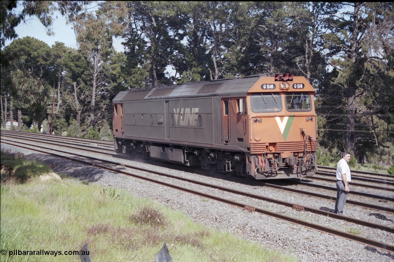 126-23
Broadford Loop, V/Line G class G 518 Clyde Engineering EMD model JT26C-2SS serial 85-1231, loco failure, up standard gauge pass Melbourne Express, loco cut off test running, passengers detrained.
Keywords: G-class;G518;Clyde-Engineering-Rosewater-SA;EMD;JT26C-2SS;85-1231;