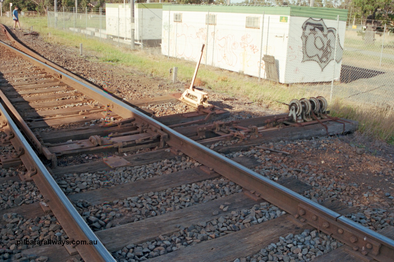 129-1-19
Baxter track view, interlocking, points and point lever for former Mornington junction points spiked normal.
