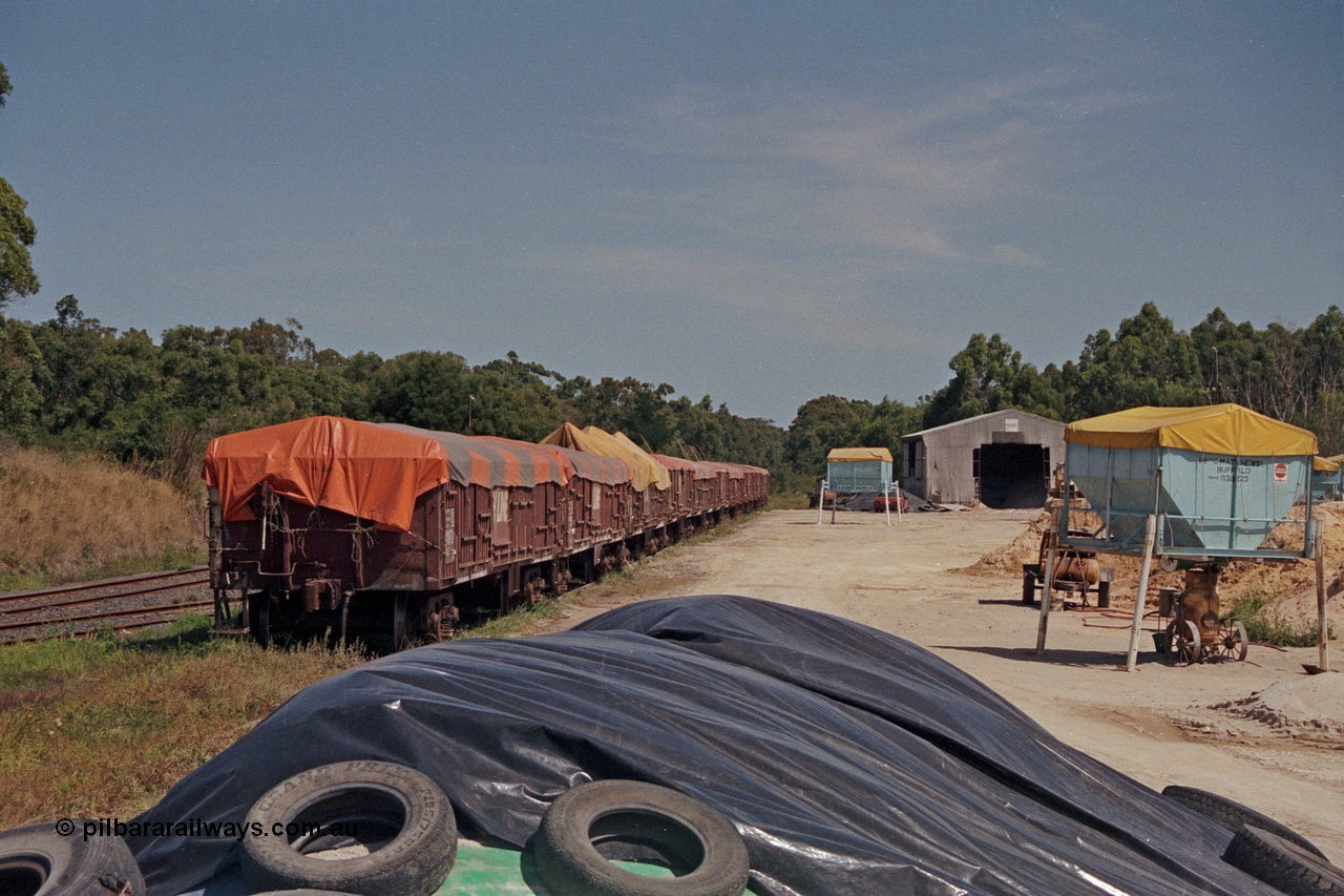 129-2-36
Buffalo, view of Pivot unloading area and shed, super phosphate waggons in loop.
