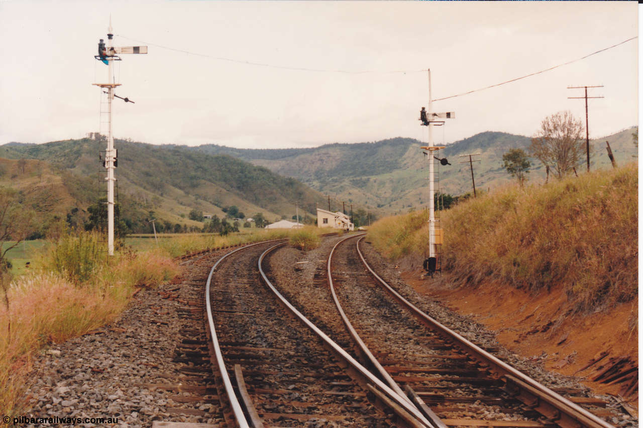 134-25
Glenapp, looking south from north end points, down departure signals, station in distance.
