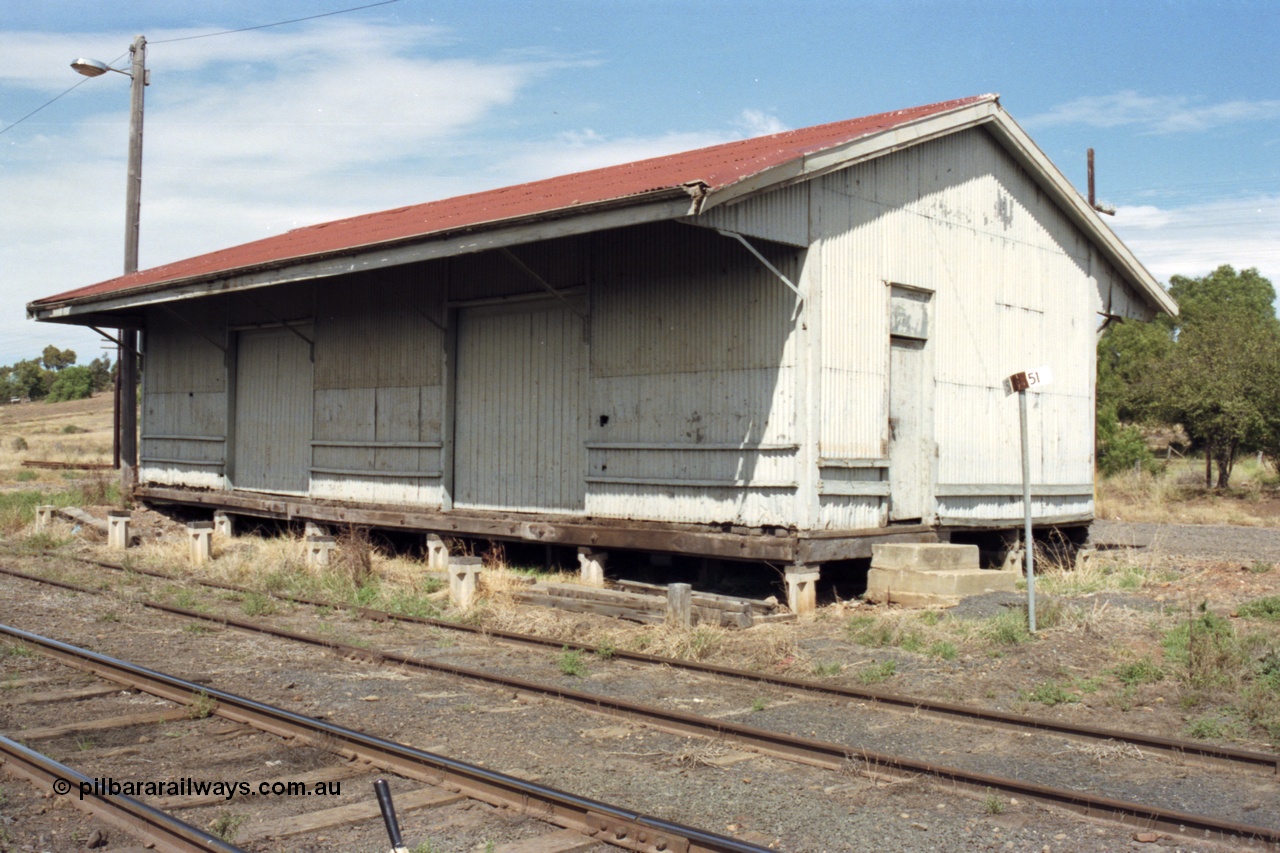 149-15
Bacchus Marsh goods shed, shows removed platform and 51 km post.
