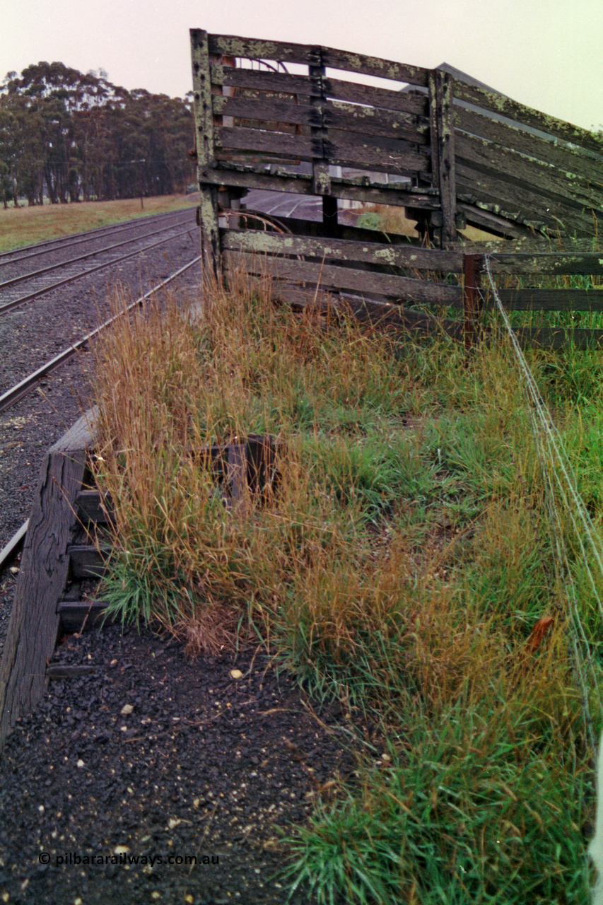 150-25
Lismore, sheep loading race and platform, tow tier loading race, shows the lower chute into the race.
