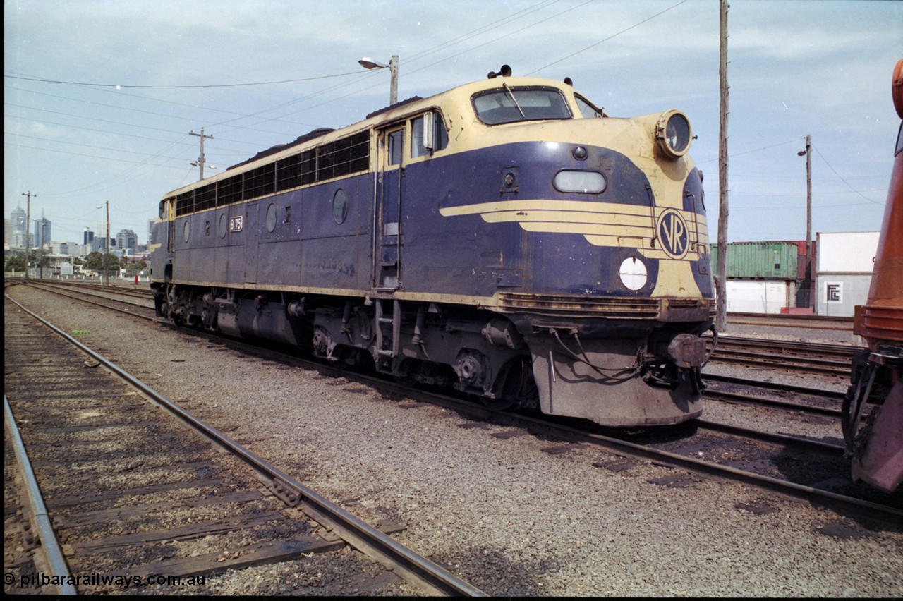 162-2-15
South Dynon Motive Power Depot, broad gauge V/Line Bulldog locomotive B class B 75 Clyde Engineering EMD model ML2 serial ML2-16 still in near original Victorian Railways livery, PTC Open Day.
Keywords: B-class;B75;Clyde-Engineering-Granville-NSW;EMD;ML2;ML2-16;bulldog;