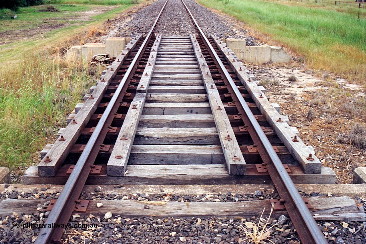 170-15
Devenish, track view of low level rail bridge on the southern end of station yard.
