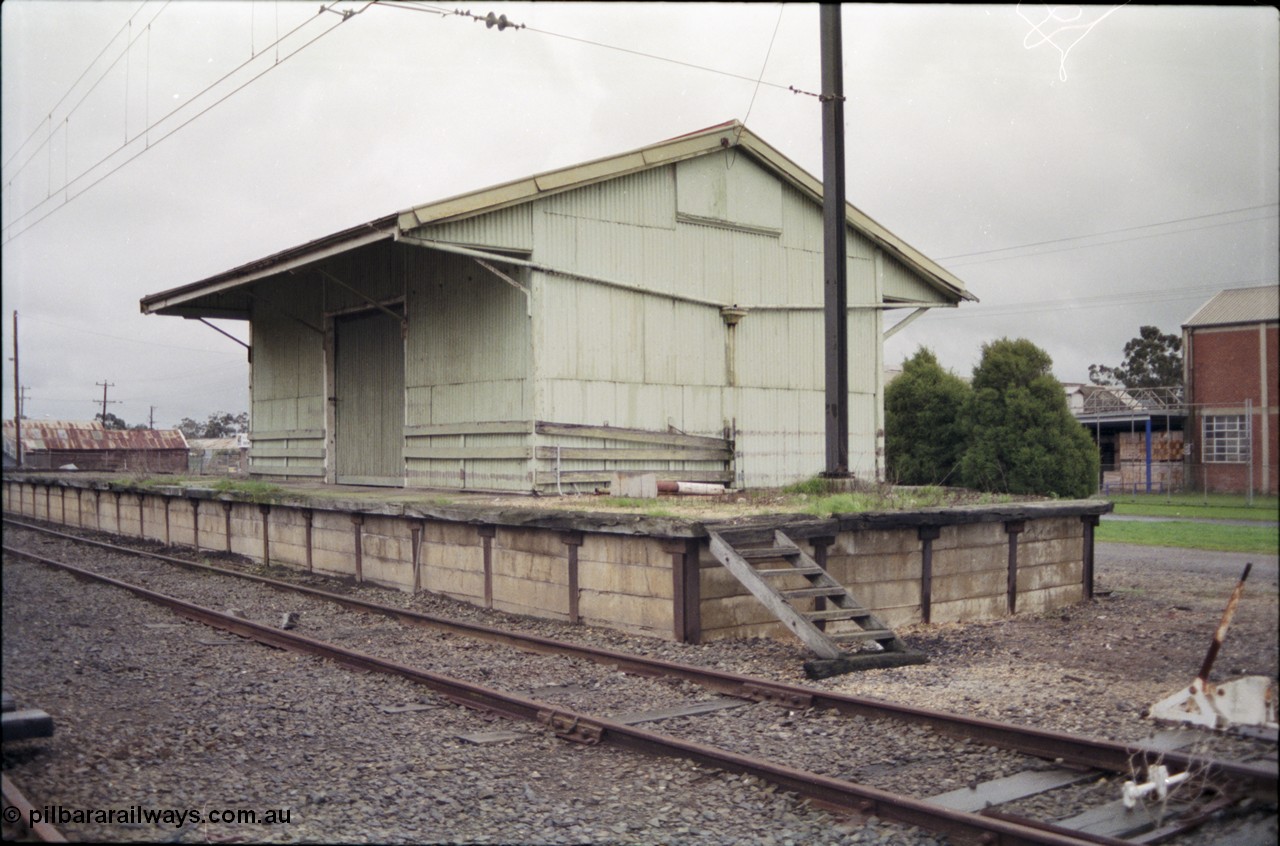 181-04
Trafalgar yard, loading platform and goods shed, point lever and locking bar just visible on edge of frame.
