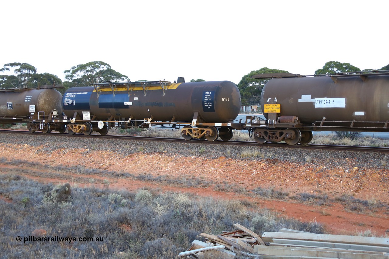 161116 5561
Binduli, empty Shell fuel train 4443, tank waggon NTAY 6130, built by Indeng Qld 1979 for Shell as type SCA 281, later NTAF 281.
Keywords: NTAY-type;NTAY6130;Indeng-Qld;SCA-type;SCA281;