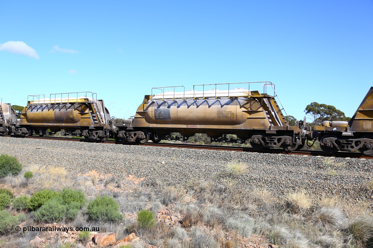 161111 2461
Binduli, Kalgoorlie Freighter train 5025, waggon APNY 31166, last of four built by Westrail Midland Workshops in 1978 as WNA type pneumatic discharge nickel concentrate waggon, WAGR built and owned copies of the AE Goodwin built WN waggons for WMC.
Keywords: APNY-type;APNY31166;Westrail-Midland-WS;WNA-type;