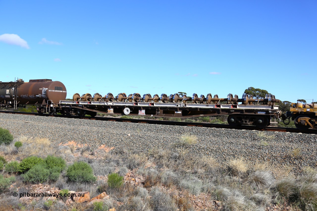 161111 2466
Binduli, Kalgoorlie Freighter train 5025, waggon AQWY 30329 with wheel set carriers. Waggon was originally built by Tomlinson Steel WA WFX type container waggon in a batch of one hundred and sixty one in 1970, later recoded to WQCX.
Keywords: AQWY-type;AQWY30329;Tomlinson-Steel-WA;WFX-type;
