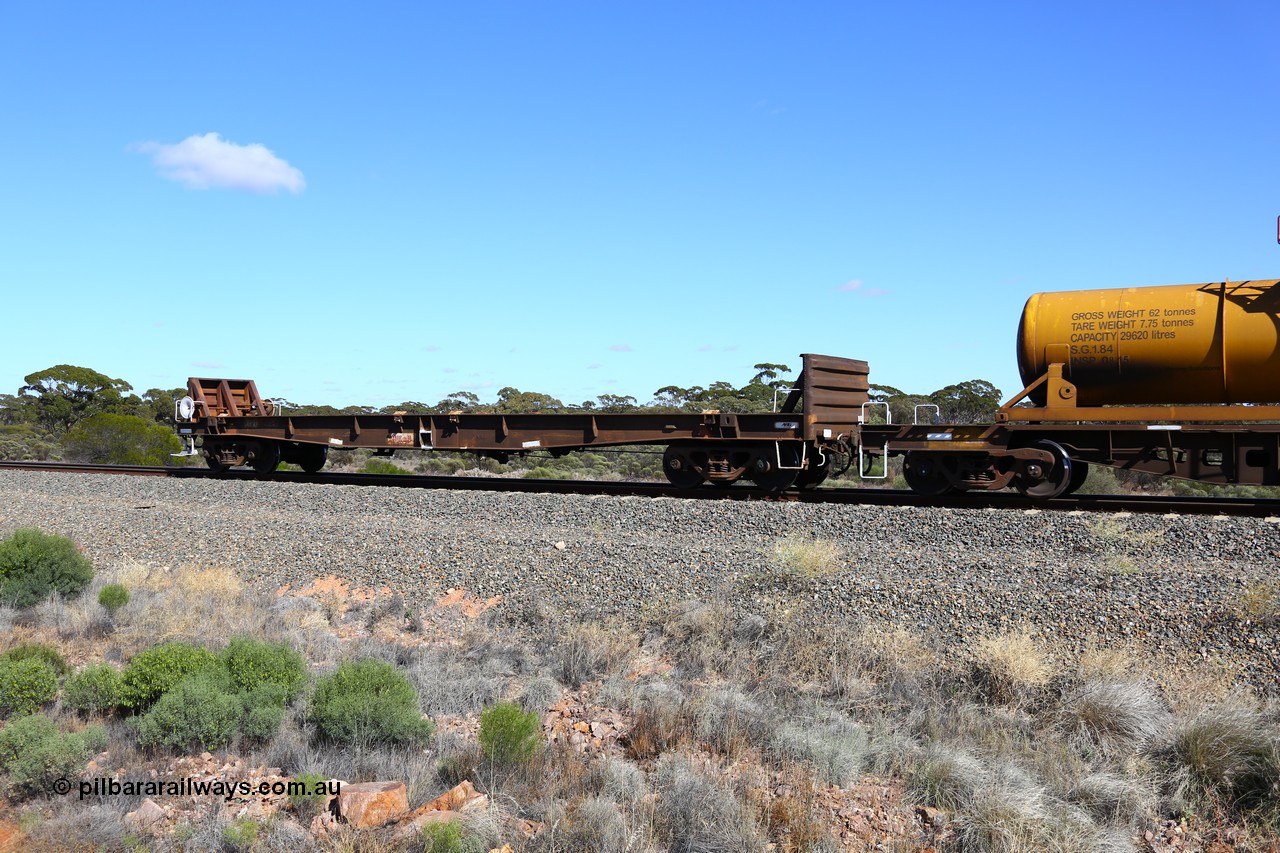 161111 2538
Binduli, Kalgoorlie Freighter train 5025, waggon AZDY 30705, one of about fourteen WBAX vans converted to AZDY type sodium cyanide container waggon, originally built by WAGR Midland Workshops as one of seventy five WV/X type covered vans in 1967-68, converted late 1988/9 to WQDF.
Keywords: AZDY-type;AZDY30705;WAGR-Midland-WS;WVX-type;WBAX-type;WQDF-type;WQDY-type;