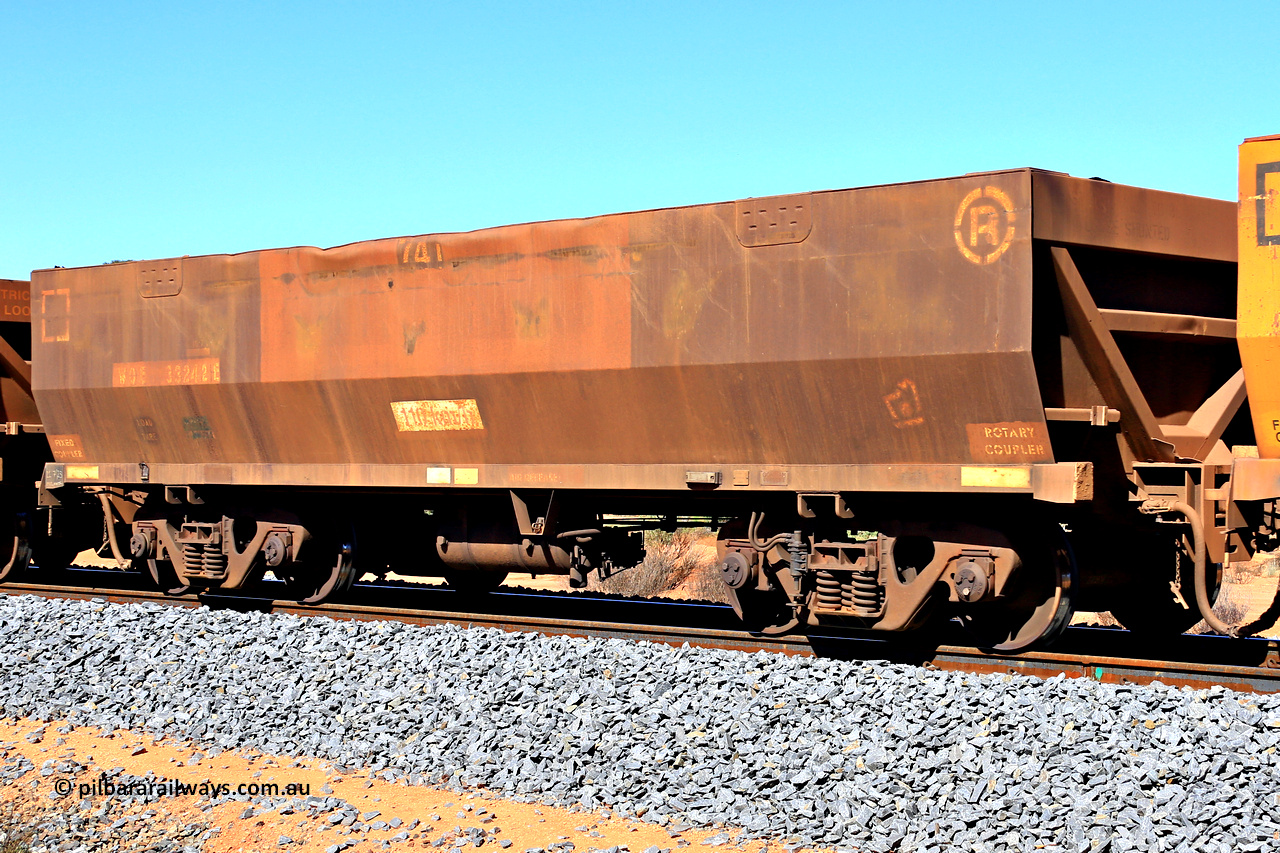 240328 2868
WOE type iron ore waggon WOE 33242 is one of a batch of twenty seven built by Goninan WA between September and October 2002 with serial number 950103-009 and fleet number 741, in Mineral Resources traffic 5040 empty Mount Walton iron ore train. March 28, 2024.
Keywords: WOE-type;WOE33242;Goninan-WA;950103-009;