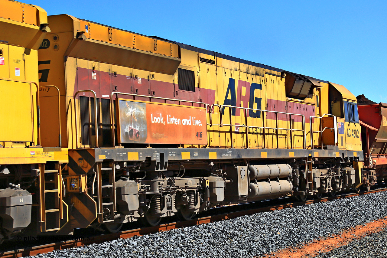 240328 2971
Loaded Koolyanobbing iron ore train 5041 runs south at Hampton with Aurizon's AC class loco AC 4302 with serial number R-0006-04 / 09-373 is a UGL Rail Broadmeadow NSW built GE model C43ACi and still in ARG livery trailing an ACC and another AC with 126 waggons of MHLY and MHPY types. March 28, 2024.
Keywords: AC-class;AC4302;UGL-Rail-NSW;GE;C43ACi;R-0006-04/09-373;
