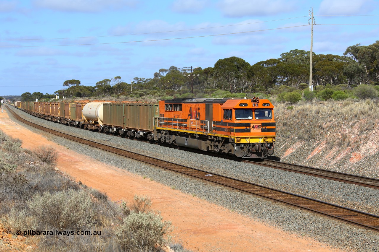 161112 2978
Binduli, loaded Malcolm sulphur train 6029 runs through the dip behind Clyde Engineering built EMD model GT46C Q class unit Q 4009, (originally Q 309) serial 97-1462 as it passes signals 4 and 6 on approach to West Kalgoorlie.
Keywords: Q-class;Q4009;Clyde-Engineering-Forrestfield-WA;EMD;GT46C;97-1461;Q309;