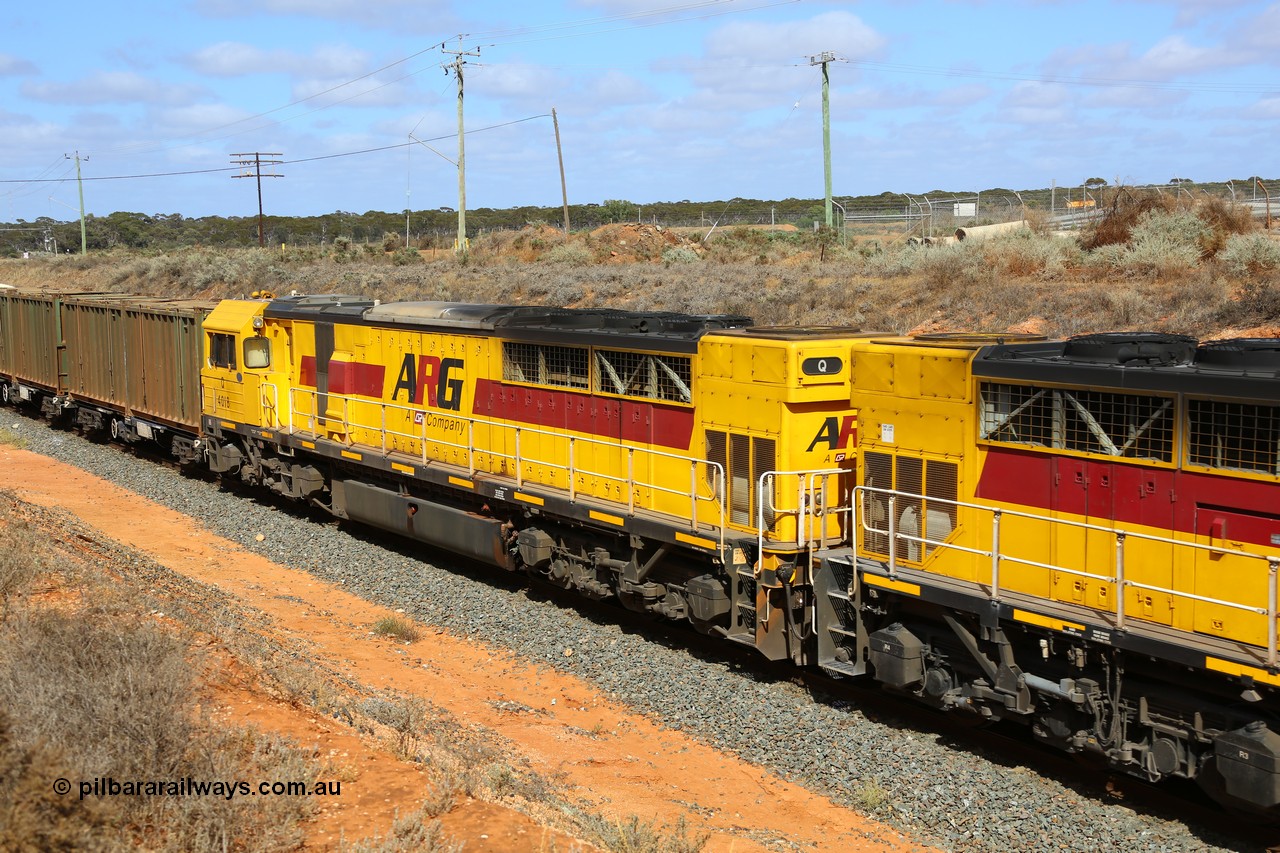 161112 3024
West Kalgoorlie, loaded sulphur train 6029 Malcolm bound behind Clyde Engineering EMD model GT46C Q class units Q 4018 (originally Q 318) serial 98-1471.
Keywords: Q-class;Q4019;Clyde-Engineering-Forrestfield-WA;EMD;GT46C;98-1472;Q319;