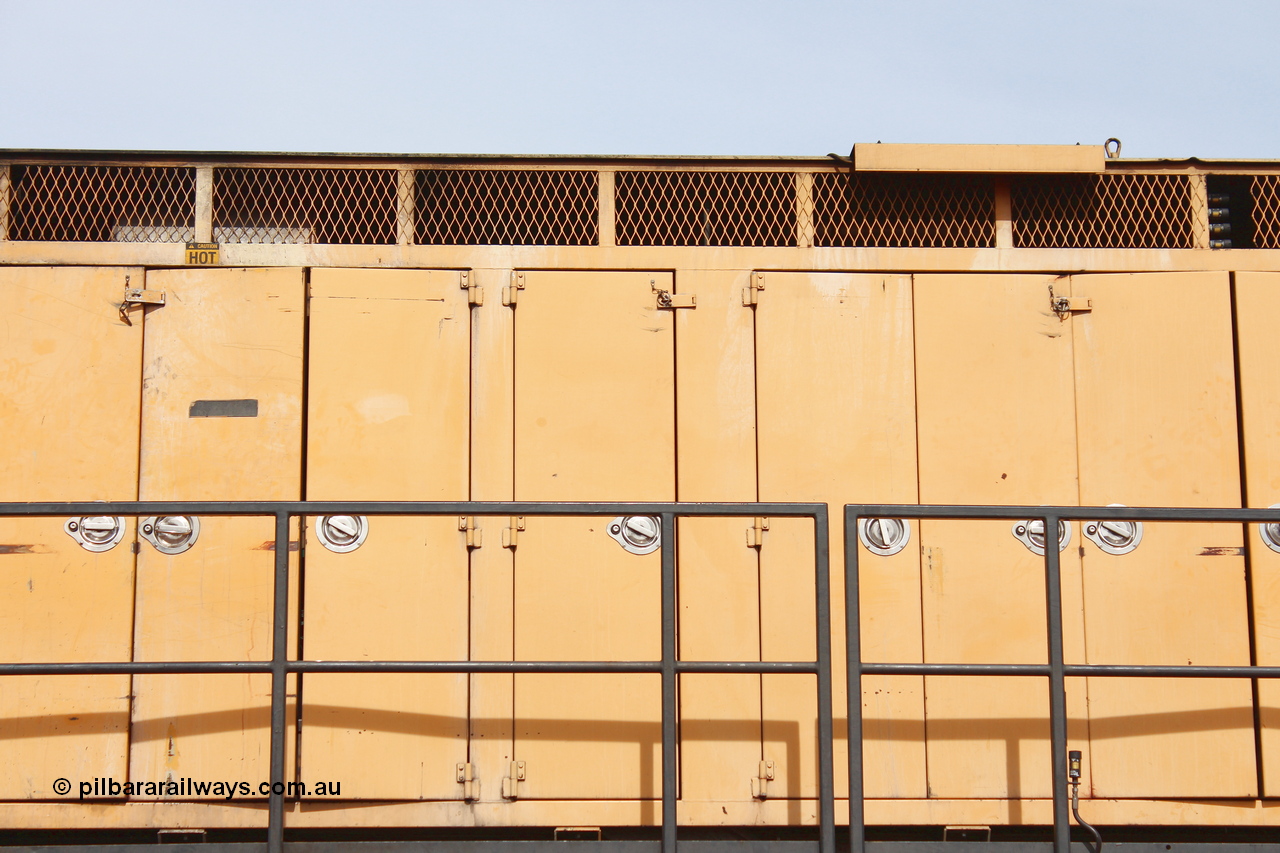 160409 IMG 7045
Parkeston, Aurizon rail grinder MMY type MMY 034, built in the USA by Loram as RG331 ~2004, imported into Australia by Queensland Rail, now Aurizon, in April 2009, detail picture. Peter Donaghy image.
Keywords: Peter-D-Image;MMY-type;MMY034;Loram-USA;RG331;rail-grinder;detail-image;
