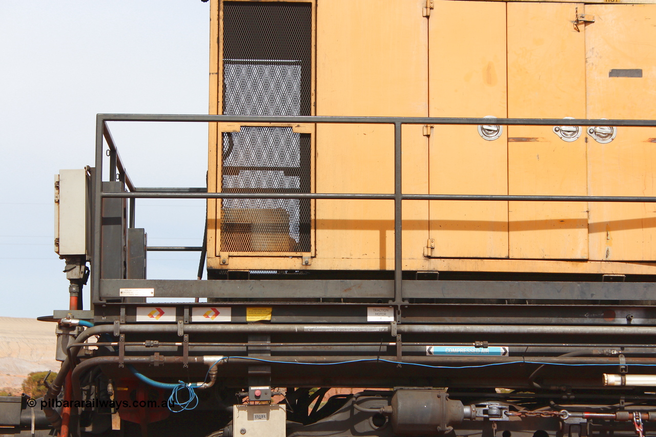 160409 IMG 7047
Parkeston, Aurizon rail grinder MMY type MMY 034, built in the USA by Loram as RG331 ~2004, imported into Australia by Queensland Rail, now Aurizon, in April 2009, detail picture. Peter Donaghy image.
Keywords: Peter-D-Image;MMY-type;MMY034;Loram-USA;RG331;rail-grinder;detail-image;