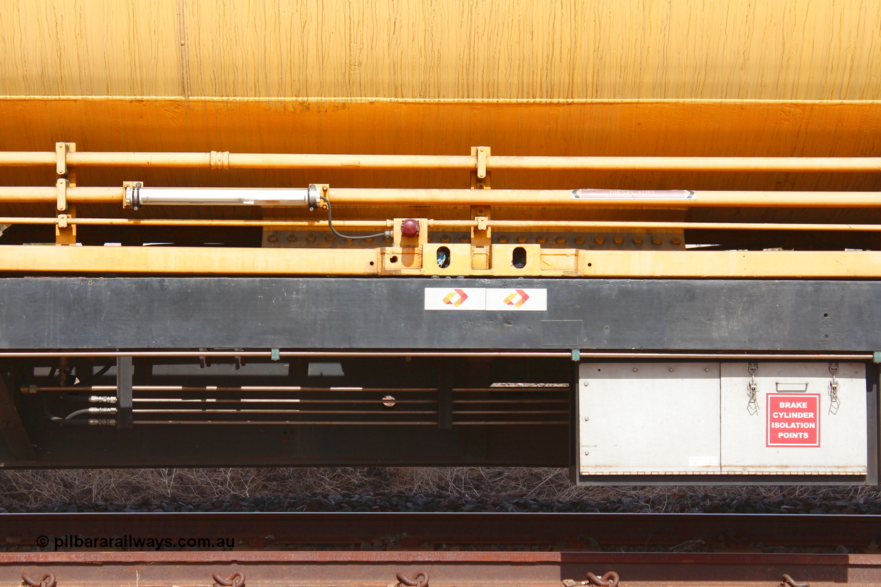160409 IMG 7058
Parkeston, Aurizon rail grinder MMY type MMY 034, built in the USA by Loram as RG331 ~2004, imported into Australia by Queensland Rail, now Aurizon, in April 2009, detail picture. Peter Donaghy image.
Keywords: Peter-D-Image;MMY-type;MMY034;Loram-USA;RG331;rail-grinder;detail-image;