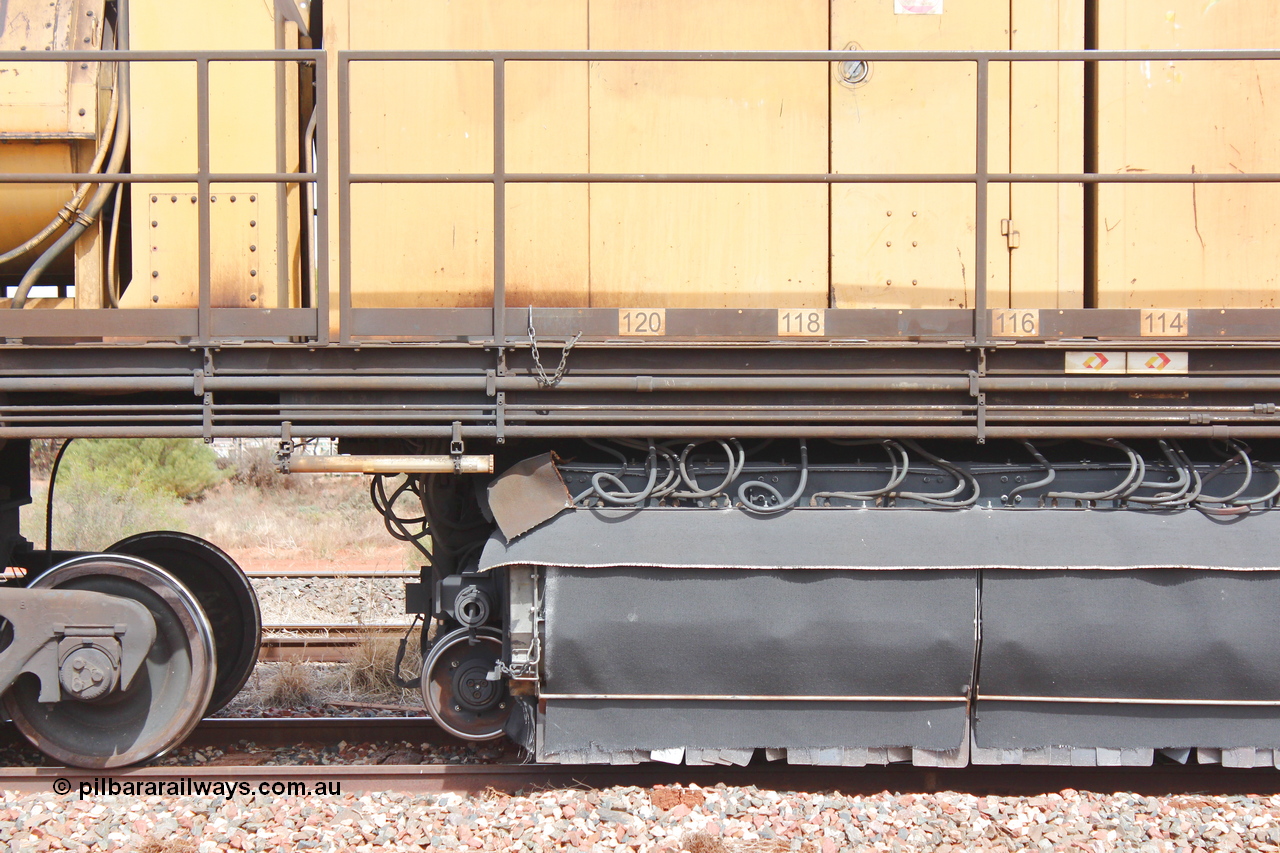 160409 IMG 7158
Parkeston, Aurizon rail grinder MMY type MMY 034, built in the USA by Loram as RG331 ~2004, imported into Australia by Queensland Rail, now Aurizon, in April 2009, detail picture. Peter Donaghy image.
Keywords: Peter-D-Image;MMY-type;MMY034;Loram-USA;RG331;rail-grinder;detail-image;