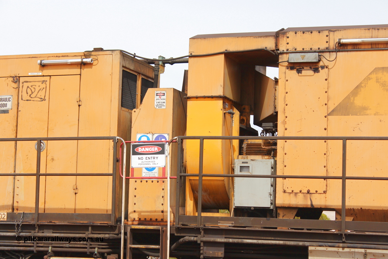 160409 IMG 7167
Parkeston, Aurizon rail grinder MMY type MMY 034, built in the USA by Loram as RG331 ~2004, imported into Australia by Queensland Rail, now Aurizon, in April 2009, detail picture. Peter Donaghy image.
Keywords: Peter-D-Image;MMY-type;MMY034;Loram-USA;RG331;rail-grinder;detail-image;