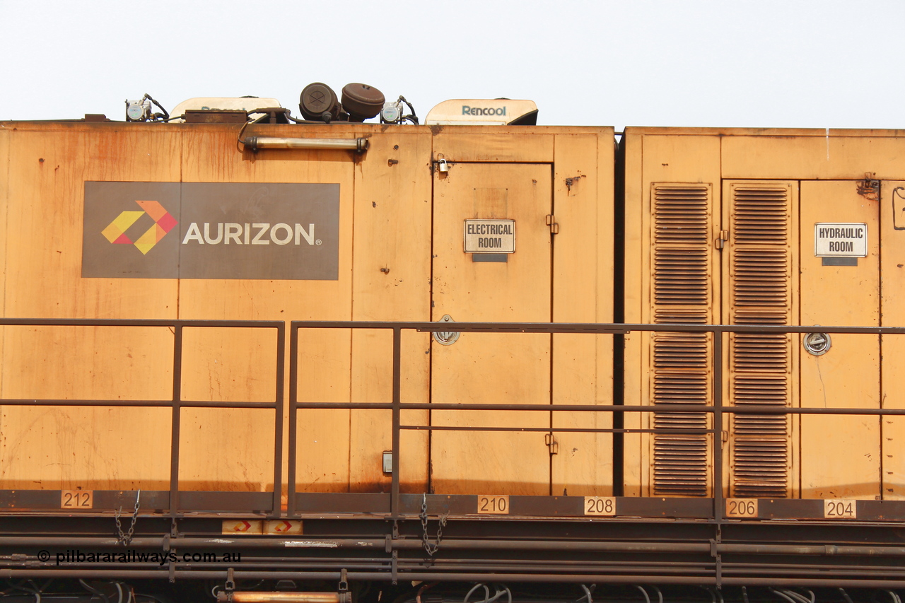160409 IMG 7180
Parkeston, Aurizon rail grinder MMY type MMY 034, built in the USA by Loram as RG331 ~2004, imported into Australia by Queensland Rail, now Aurizon, in April 2009, detail picture. Peter Donaghy image.
Keywords: Peter-D-Image;MMY-type;MMY034;Loram-USA;RG331;rail-grinder;detail-image;