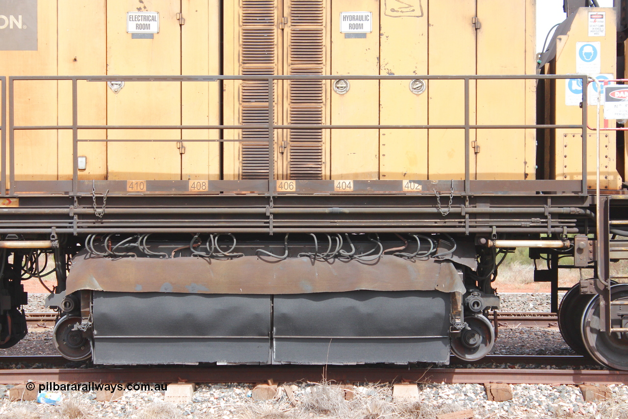 160409 IMG 7209
Parkeston, Aurizon rail grinder MMY type MMY 034, built in the USA by Loram as RG331 ~2004, imported into Australia by Queensland Rail, now Aurizon, in April 2009, detail picture. Peter Donaghy image.
Keywords: Peter-D-Image;MMY-type;MMY034;Loram-USA;RG331;rail-grinder;detail-image;