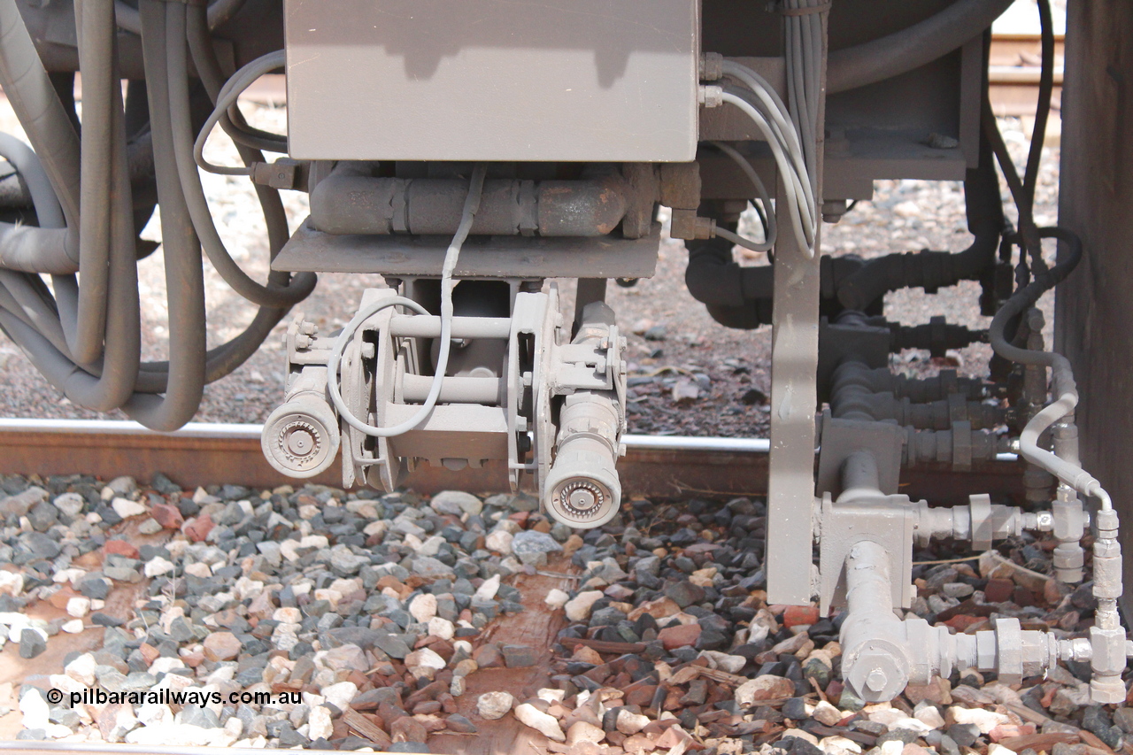 160409 IMG 7269
Parkeston, Aurizon rail grinder MMY type MMY 034, built in the USA by Loram as RG331 ~2004, imported into Australia by Queensland Rail, now Aurizon, in April 2009, detail picture. Peter Donaghy image.
Keywords: Peter-D-Image;MMY-type;MMY034;Loram-USA;RG331;rail-grinder;detail-image;