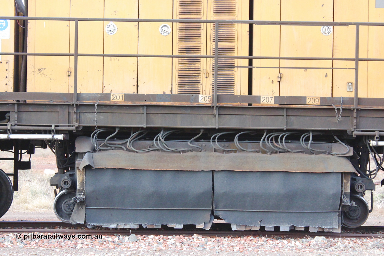 160412 IMG 7403
Parkeston, Aurizon rail grinder MMY type MMY 034, built in the USA by Loram as RG331 ~2004, imported into Australia by Queensland Rail, now Aurizon, in April 2009, detail picture. Peter Donaghy image.
Keywords: Peter-D-Image;MMY-type;MMY034;Loram-USA;RG331;rail-grinder;detail-image;