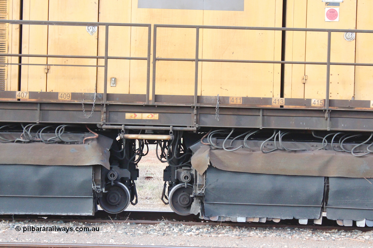 160412 IMG 7433
Parkeston, Aurizon rail grinder MMY type MMY 034, built in the USA by Loram as RG331 ~2004, imported into Australia by Queensland Rail, now Aurizon, in April 2009, detail picture. Peter Donaghy image.
Keywords: Peter-D-Image;MMY-type;MMY034;Loram-USA;RG331;rail-grinder;detail-image;