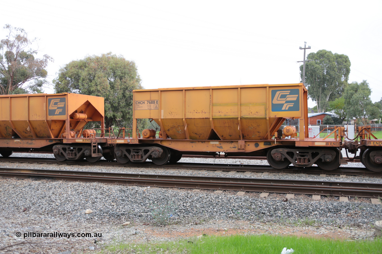 140601 4471
Woodbridge, empty Carina bound iron ore train #1035, CFCLA leased CHCH type waggon CHCH 7688 these waggons were rebuilt between 2010 and 2012 by Bluebird Rail Operations SA from former Goldsworthy Mining hopper waggons originally built by Tomlinson WA and Scotts of Ipswich Qld back in the 60's to early 80's. 1st June 2014.
Keywords: CHCH-type;CHCH7688;Bluebird-Rail-Operations-SA;2010/201-88;