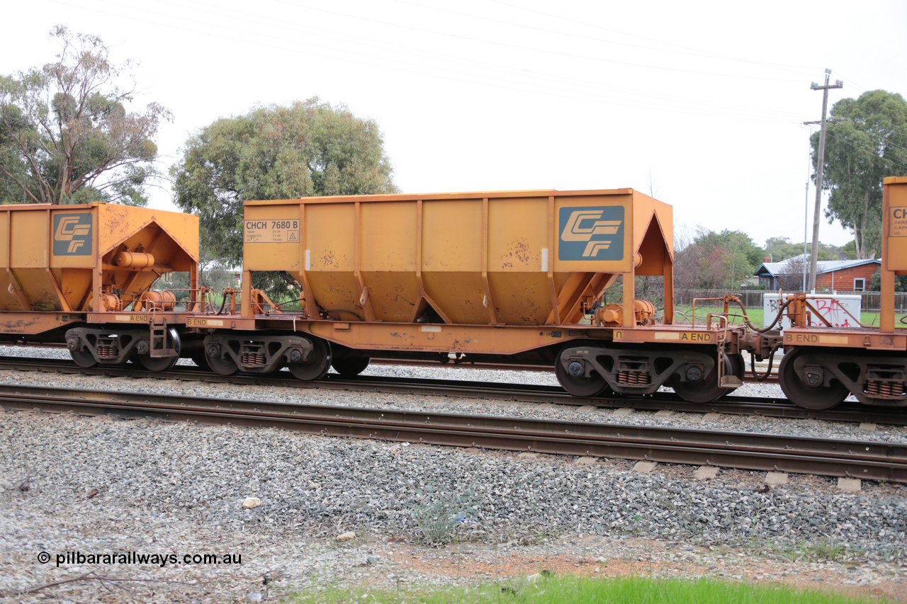 140601 4481
Woodbridge, empty Carina bound iron ore train #1035, CFCLA leased CHCH type waggon CHCH 7680 these waggons were rebuilt between 2010 and 2012 by Bluebird Rail Operations SA from former Goldsworthy Mining hopper waggons originally built by Tomlinson WA and Scotts of Ipswich Qld back in the 60's to early 80's. 1st June 2014.
Keywords: CHCH-type;CHCH7680;Bluebird-Rail-Operations-SA;2010/201-80;