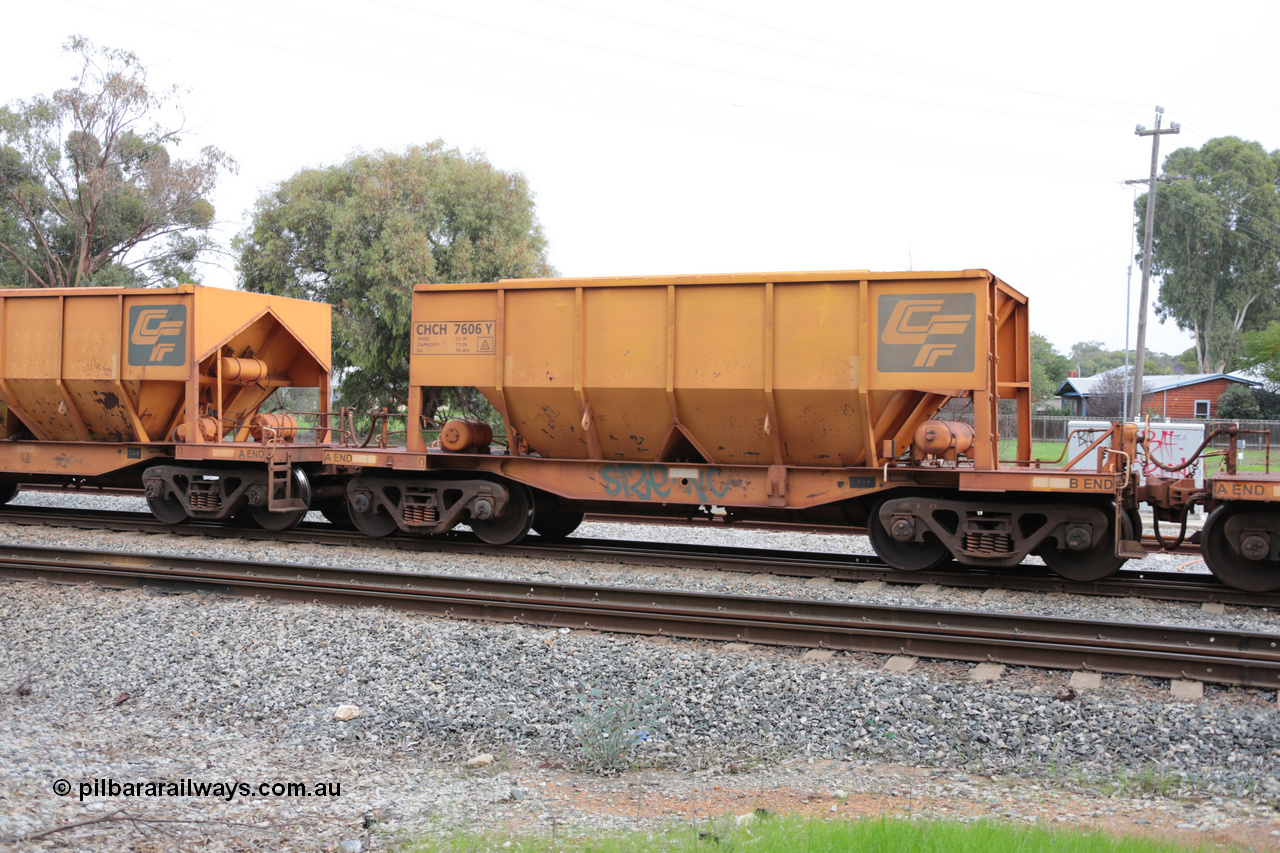 140601 4485
Woodbridge, empty Carina bound iron ore train #1035, CFCLA leased CHCH type waggon CHCH 7606 these waggons were rebuilt between 2010 and 2012 by Bluebird Rail Operations SA from former Goldsworthy Mining hopper waggons originally built by Tomlinson WA and Scotts of Ipswich Qld back in the 60's to early 80's. 1st June 2014.
Keywords: CHCH-type;CHCH7606;Bluebird-Rail-Operations-SA;2010/201-6;