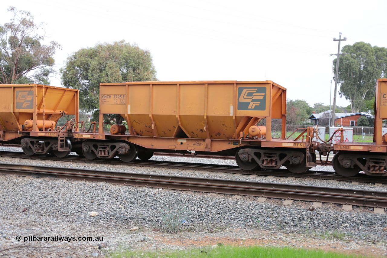 140601 4491
Woodbridge, empty Carina bound iron ore train #1035, CFCLA leased CHCH type waggon CHCH 7725 these waggons were rebuilt between 2010 and 2012 by Bluebird Rail Operations SA from former Goldsworthy Mining hopper waggons originally built by Tomlinson WA and Scotts of Ipswich Qld back in the 60's to early 80's. 1st June 2014.
Keywords: CHCH-type;CHCH7725;Bluebird-Rail-Operations-SA;2010/201-125;