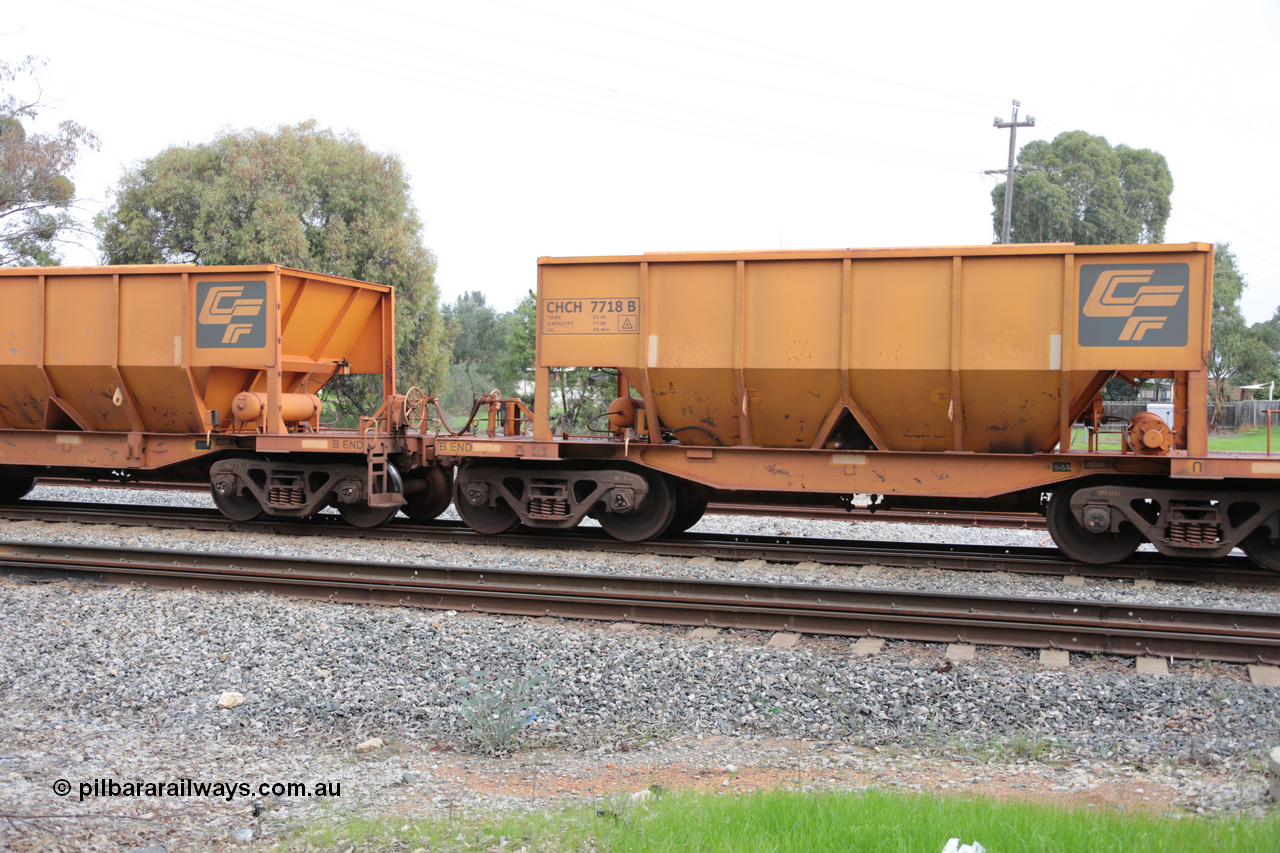 140601 4495
Woodbridge, empty Carina bound iron ore train #1035, CFCLA leased CHCH type waggon CHCH 7718 these waggons were rebuilt between 2010 and 2012 by Bluebird Rail Operations SA from former Goldsworthy Mining hopper waggons originally built by Tomlinson WA and Scotts of Ipswich Qld back in the 60's to early 80's. 1st June 2014.
Keywords: CHCH-type;CHCH7718;Bluebird-Rail-Operations-SA;2010/201-118;