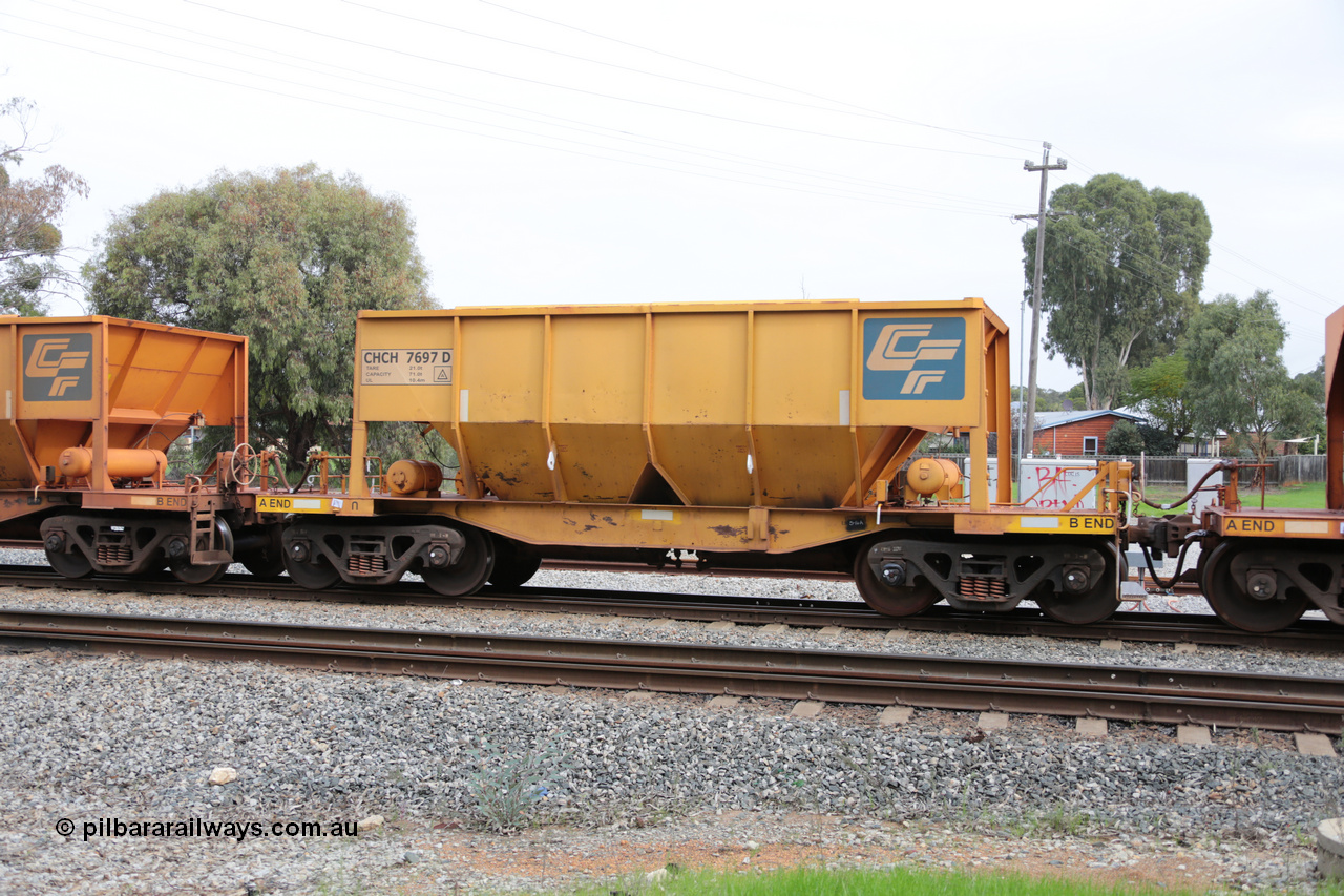 140601 4508
Woodbridge, empty Carina bound iron ore train #1035, CFCLA leased CHCH type waggon CHCH 7697 these waggons were rebuilt between 2010 and 2012 by Bluebird Rail Operations SA from former Goldsworthy Mining hopper waggons originally built by Tomlinson WA and Scotts of Ipswich Qld back in the 60's to early 80's. 1st June 2014.
Keywords: CHCH-type;CHCH7697;Bluebird-Rail-Operations-SA;2010/201-97;
