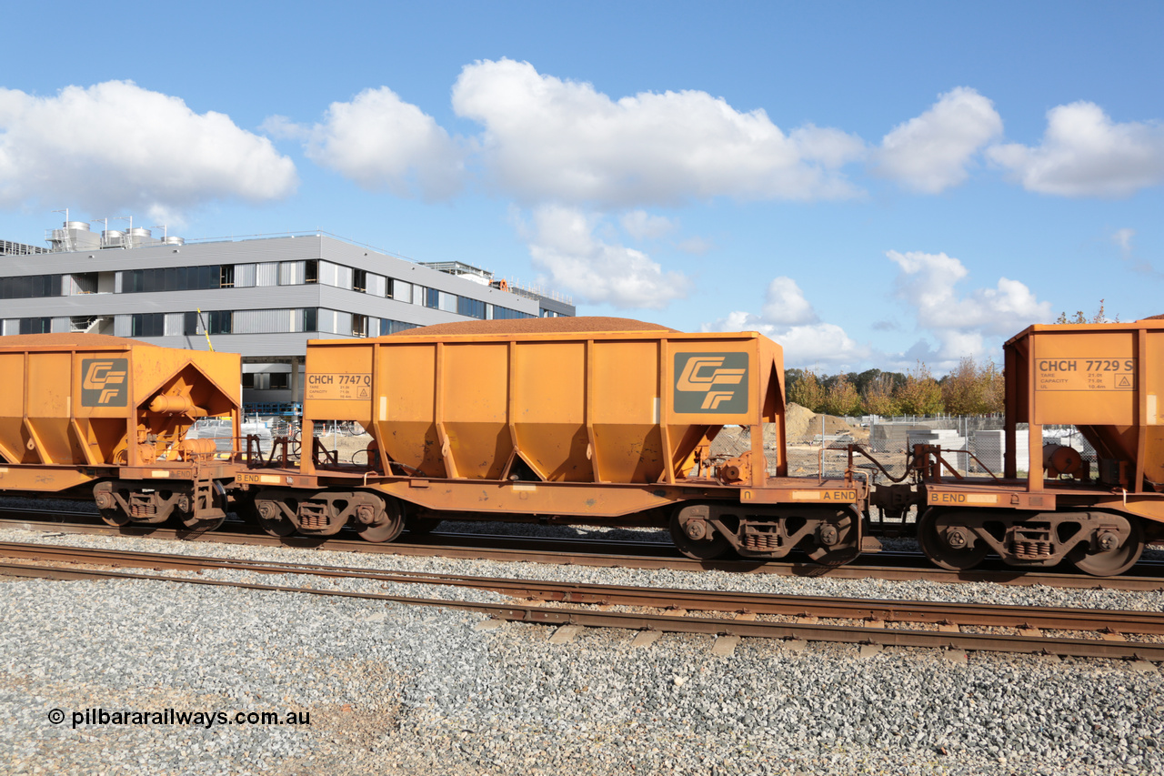 140601 4666
Midland, loaded iron ore train #1030 heading to Kwinana, CFCLA leased CHCH type waggon CHCH 7747 these waggons were rebuilt between 2010 and 2012 by Bluebird Rail Operations SA from former Goldsworthy Mining hopper waggons originally built by Tomlinson WA and Scotts of Ipswich Qld back in the 60's to early 80's. 1st June 2014.
Keywords: CHCH-type;CHCH7747;Bluebird-Rail-Operations-SA;2010/201-147;
