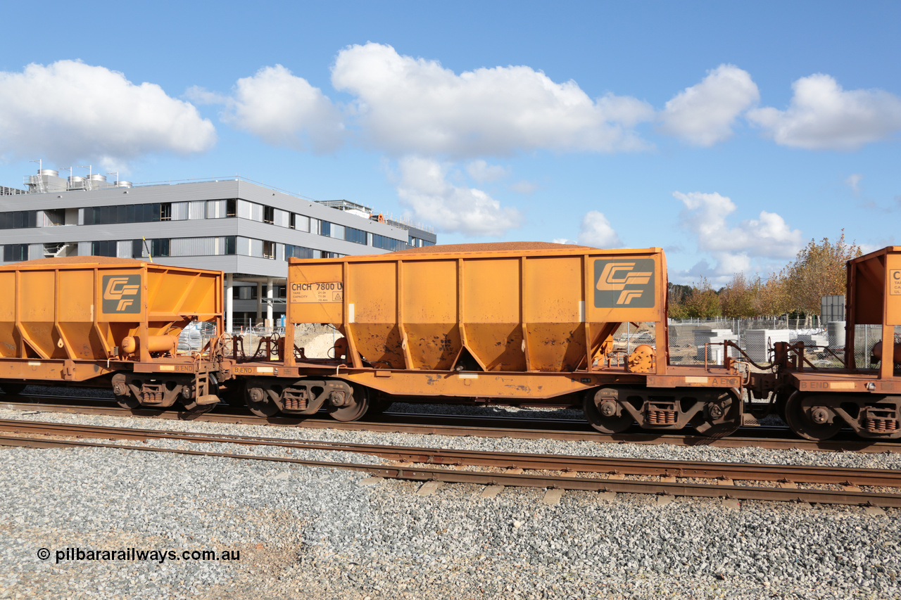 140601 4673
Midland, loaded iron ore train #1030 heading to Kwinana, CFCLA leased CHCH type waggon CHCH 7800 these waggons were rebuilt between 2010 and 2012 by Bluebird Rail Operations SA from former Goldsworthy Mining hopper waggons originally built by Tomlinson WA and Scotts of Ipswich Qld back in the 60's to early 80's. 1st June 2014.
Keywords: CHCH-type;CHCH7800;Bluebird-Rail-Operations-SA;2010/201-200;