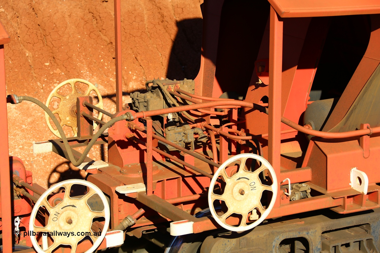 190109 1608
Binduli, Mineral Resources Ltd empty iron ore train 4030 with MRL's MHPY type iron ore waggon MHPY 00312 built by CSR Yangtze Co China serial 2014/382-312 in 2014 as a batch of 382 units, these bottom discharge hopper waggons are operated in 'married' pairs.
Keywords: MHPY-type;MHPY00312;2014/382-312;CSR-Yangtze-Rolling-Stock-Co-China;