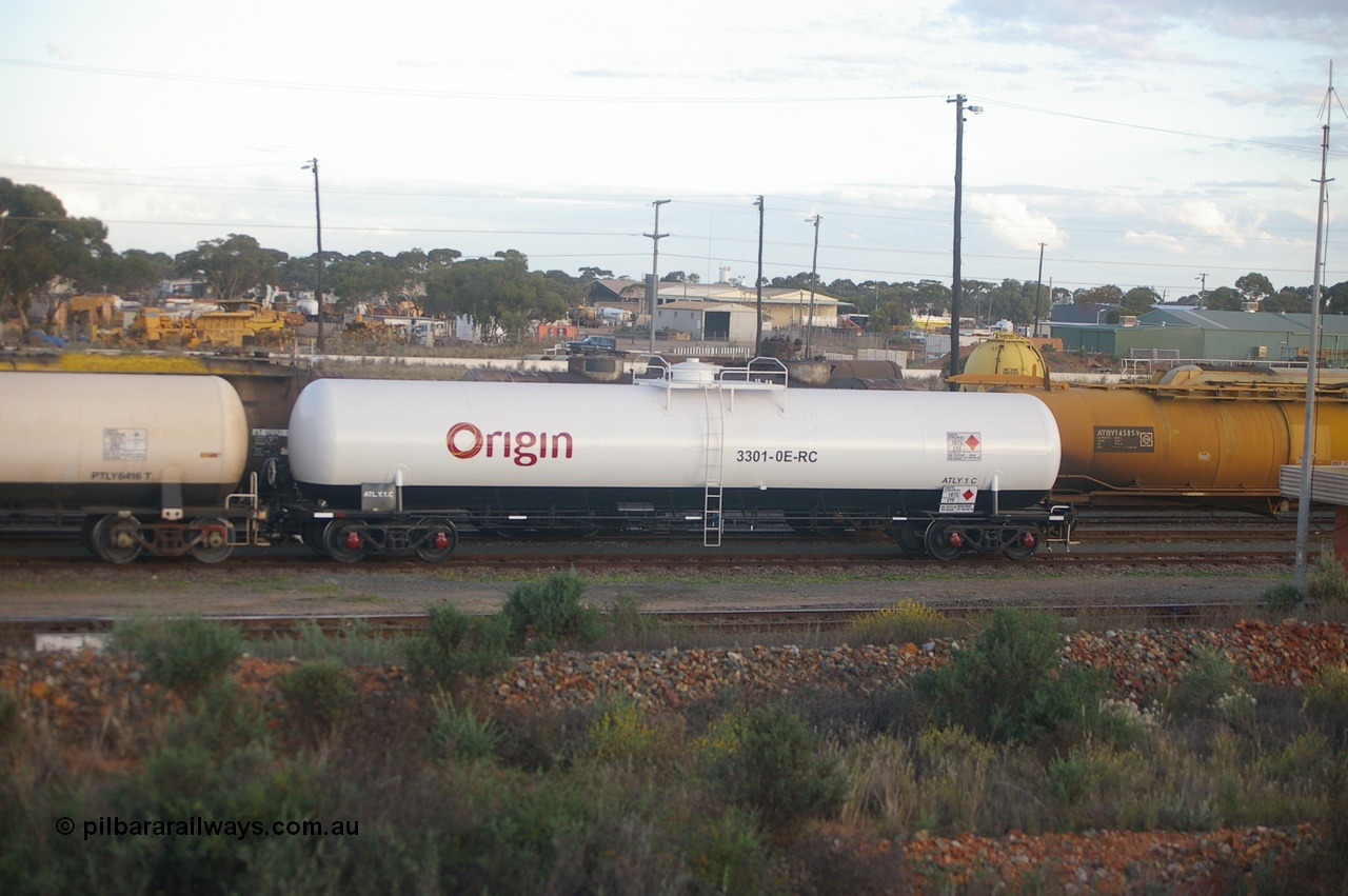 120511 IMG P10172
West Kalgoorlie, ATLY type gas tank waggon ATLY 1, built by Comeng NSW in 1968 as a Tg type tank waggon for Boral Gas as Tg 1 on the South Australian Railways, to the VR as TWF type TWF 10 in 1979, then later in 1979 to VTGX type. Off VR register 1988 and to AN as ATLX type ATLX 1, then to ATLY. Peter Donaghy image.
Keywords: Peter-D-Image;ATLY-type;ATLY1;Comeng-NSW;Tg-type;Tg1;TWF-type;TWF10;VTGX-type;ATLX-type;