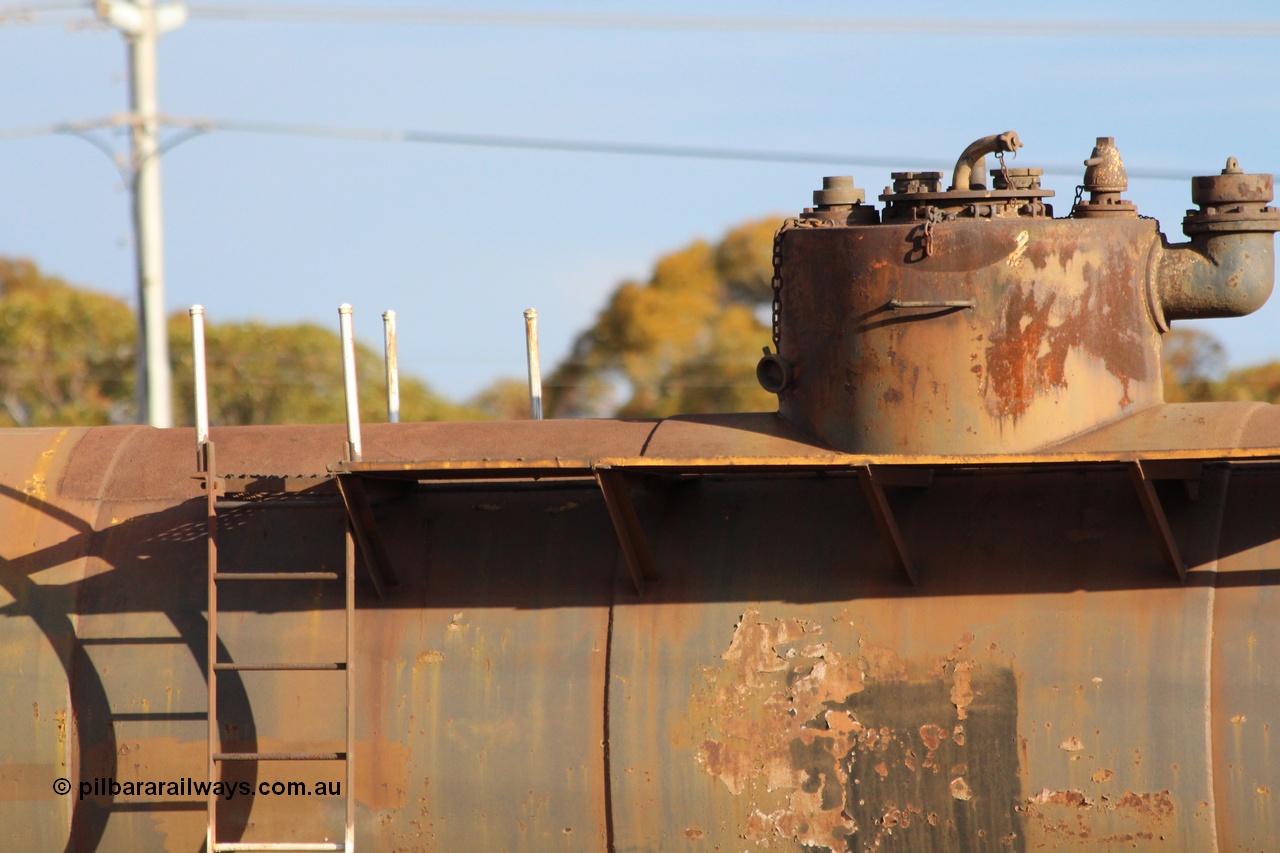 131024 IMG 0659
West Kalgoorlie, detail image of AZWY 30373 'Sputnik' loco oil and sand waggon. Peter Donaghy image.
Keywords: Peter-D-Image;AZWY-type;AZWY30373;Tomlinson-Steel-WA;WFX-type;WQCX-type;WSP-type;